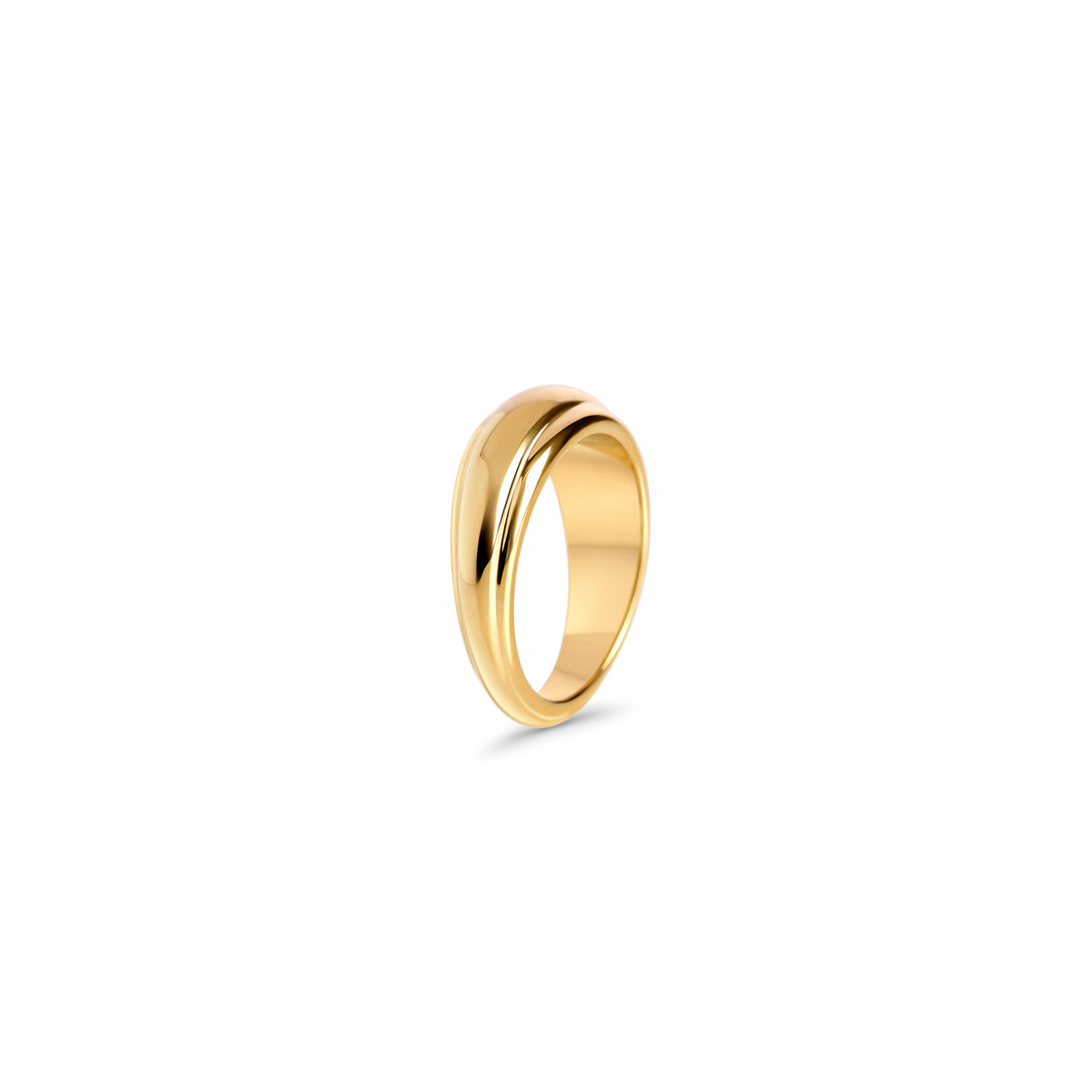 Polished gold dome ring with a smooth grooved band on a white background. Nickel-free, waterproof & tarnish. Resistant stainless steel ring for sensitive skin, minimalist luxury jewelry by Mia Bijoux Canada.
Bague dôme dorée polie à anneau lisse rainuré sur fond blanc. Bague en acier inoxydable sans nickel, résistante à l'eau et anti-ternissement pour peaux sensibles, bijouterie de luxe minimaliste par Mia Bijoux Canada.