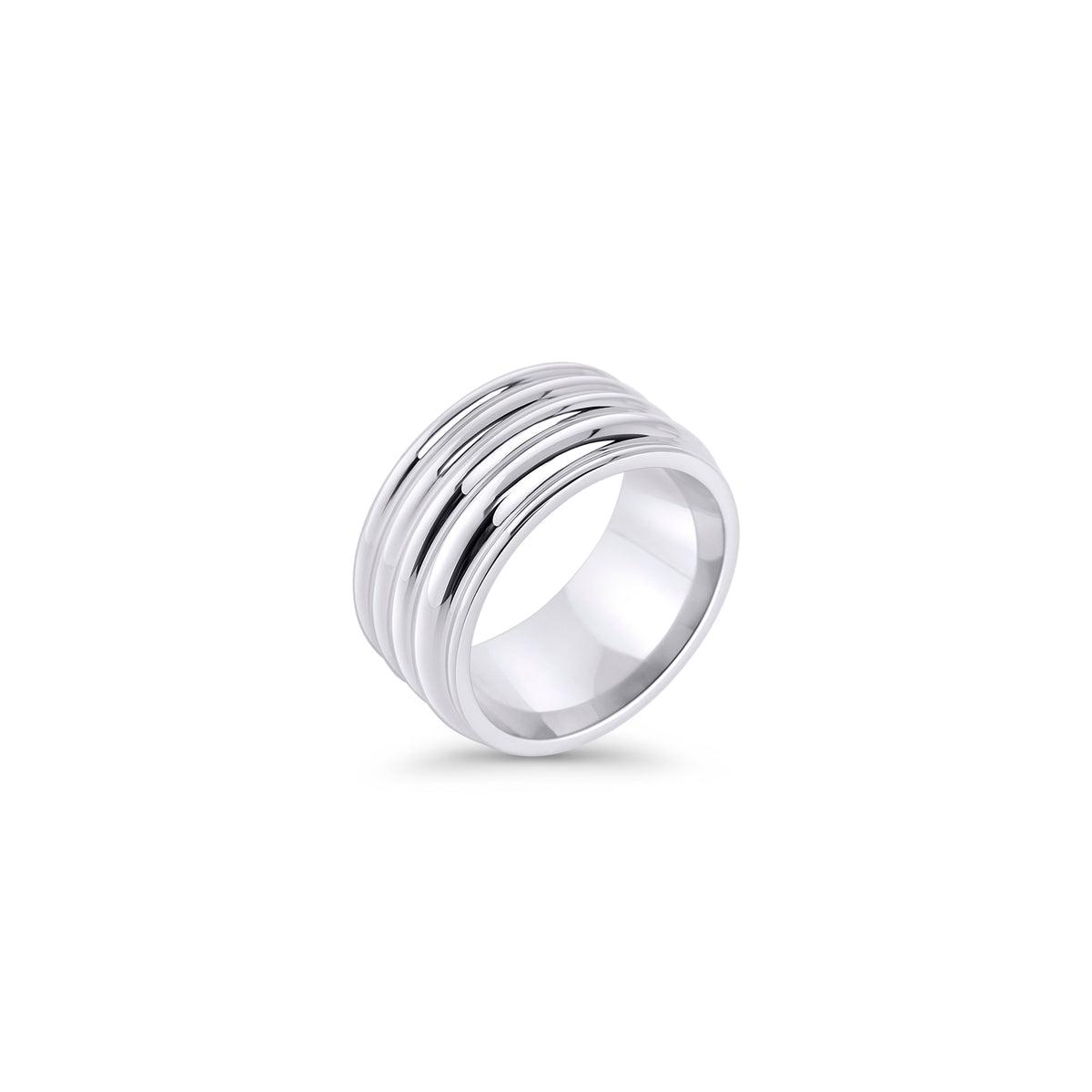 Monaco Ring silver - wide ridged surgical steel band, hypoallergenic and waterproof - MIAJWL