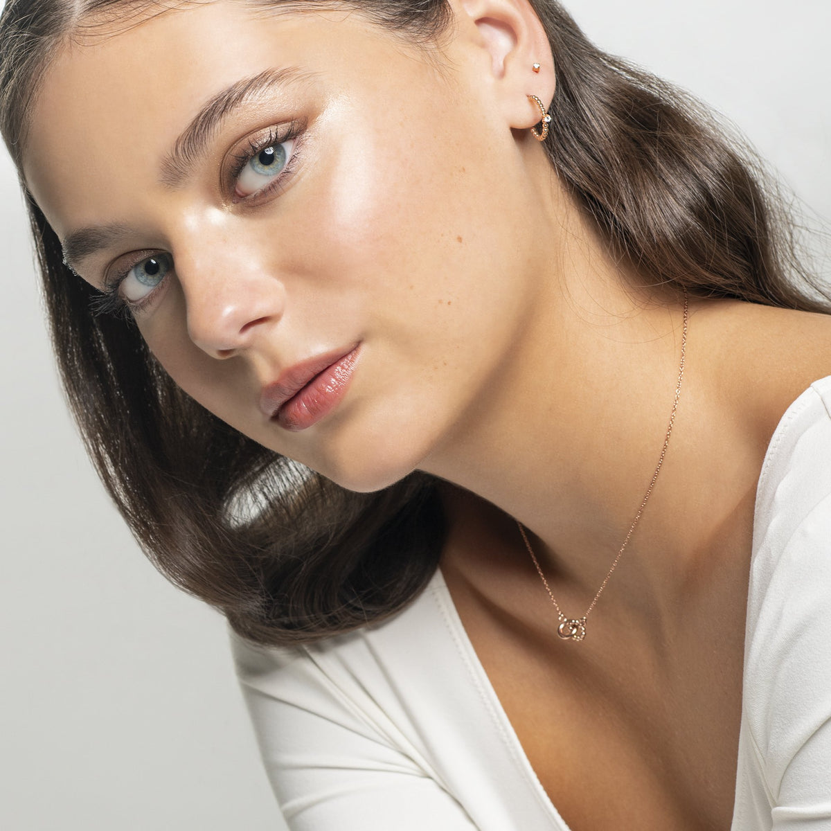 gold 2mm cubic zirconia stud earrings stainless steel MIA boucles d'oreilles pierre or T419E001DO